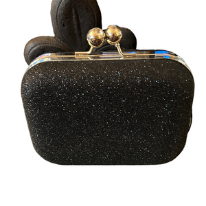 Sasha Elegant Black Glitter Clutch NWT